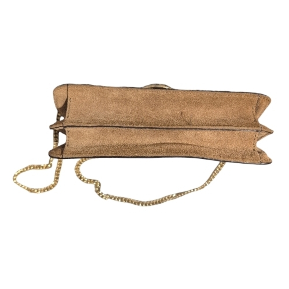 Banana Republic Tan Suede Italian Leather Accordion Bag with Gold Ring - Picture 7 of 12
